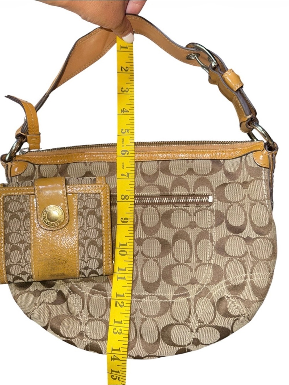 Y2K Coach Signature C Hobo Bag & Matching Wallet Set Khaki Tan Brown - Picture 4 of 13